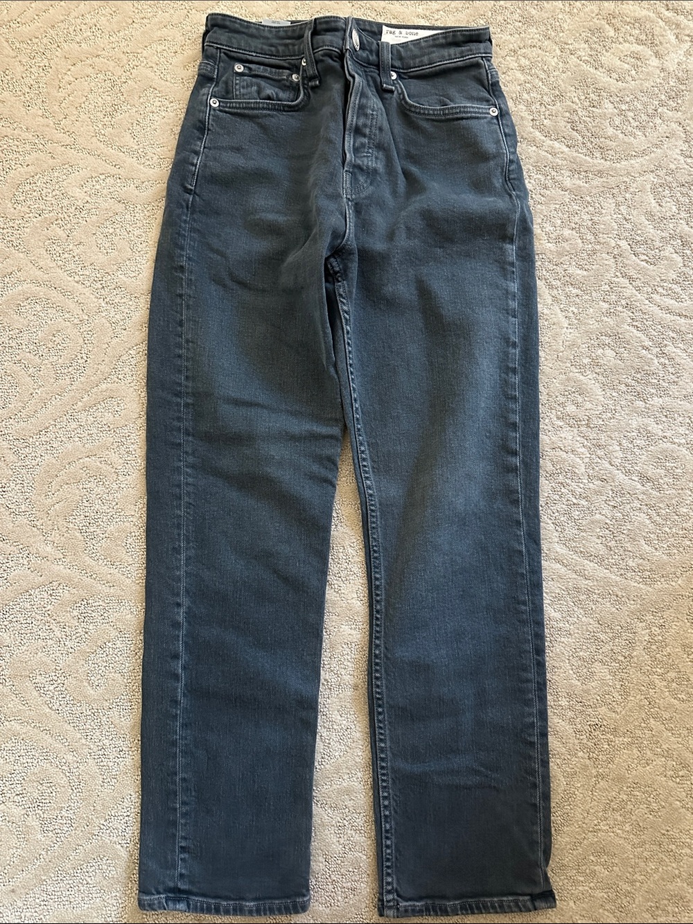 rag & bone Maya High Rise Ankle Slim Straight Jeans in Dark Gray Wash Size 25
